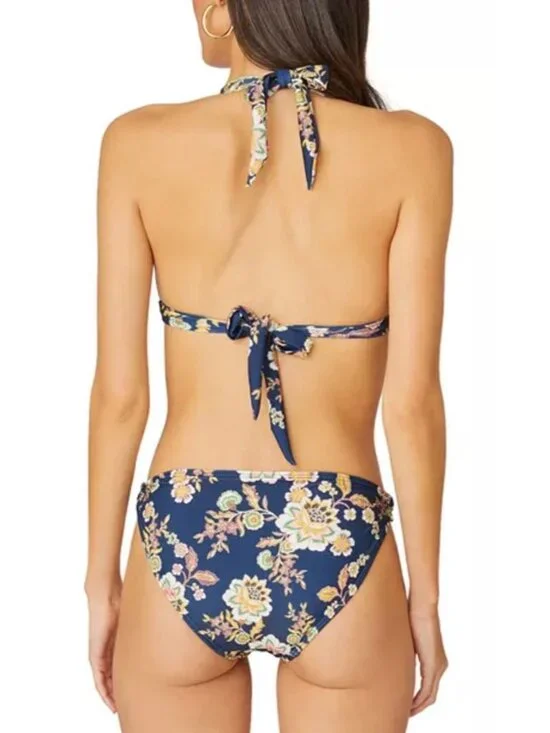 NWT Shoshanna Floral Printed Halter Bikini Top with Chain Blue C Cup $165 [jb] - Picture 2 of 8